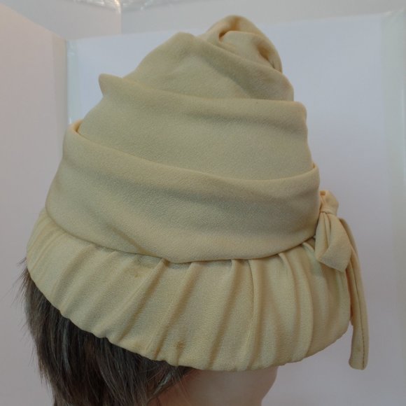 Vintage Tan Hat Polyester Hat W Ribbon Made in USA has Patent Label But no Brand - Picture 8 of 12